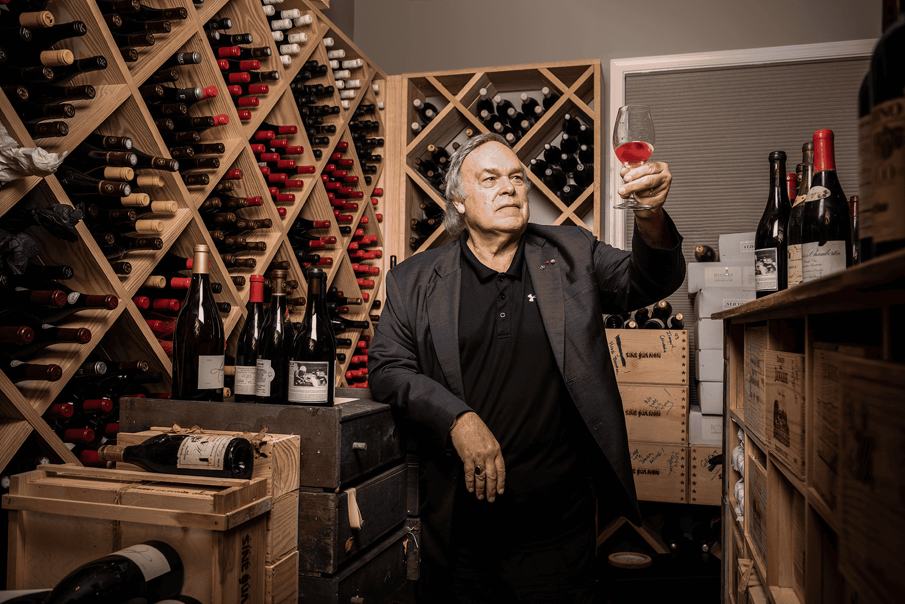 Portrait of Robert Parker, influential American wine critic.