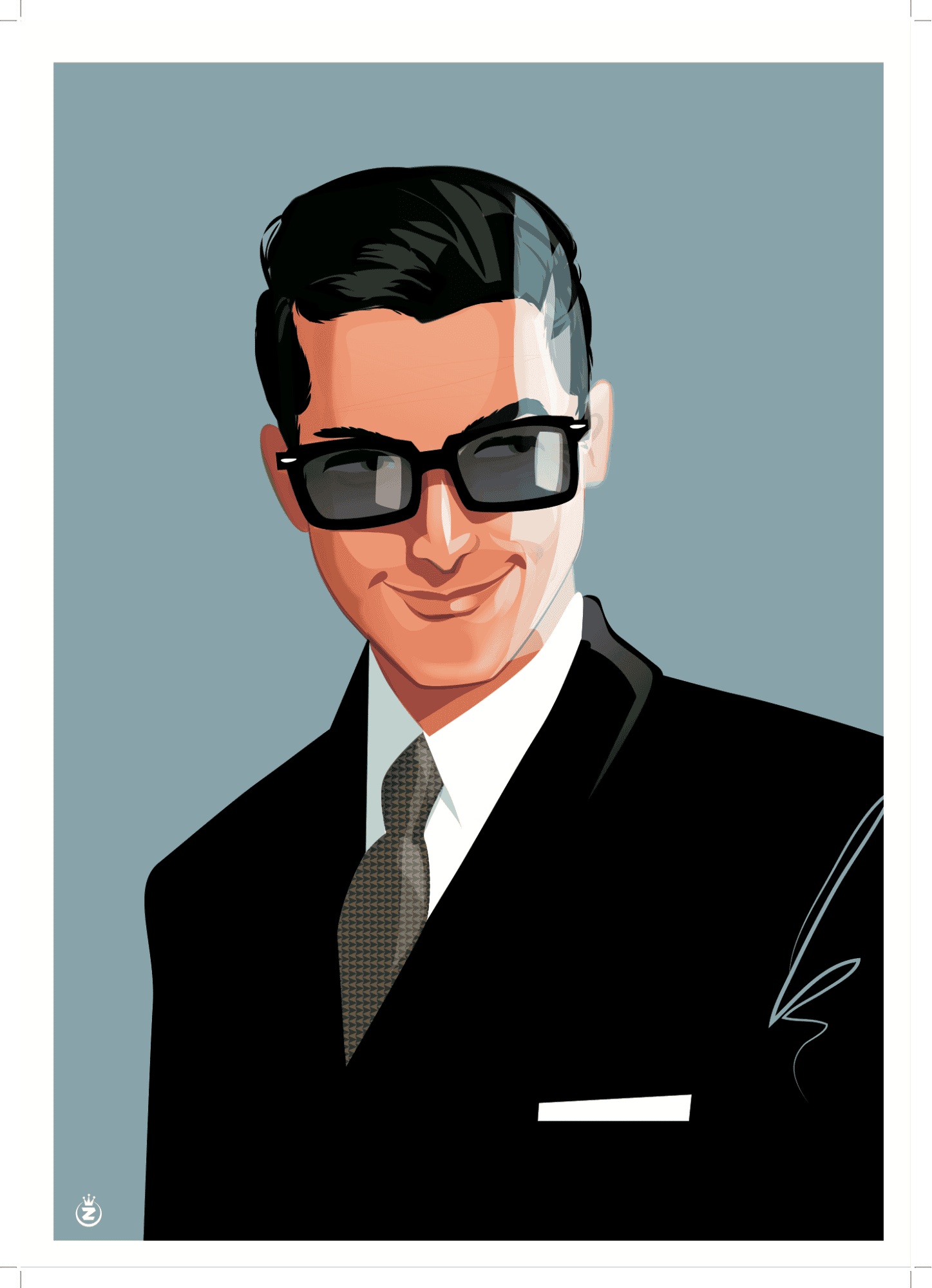 Colorful illustration by Monsieur Z featuring a smiling man.