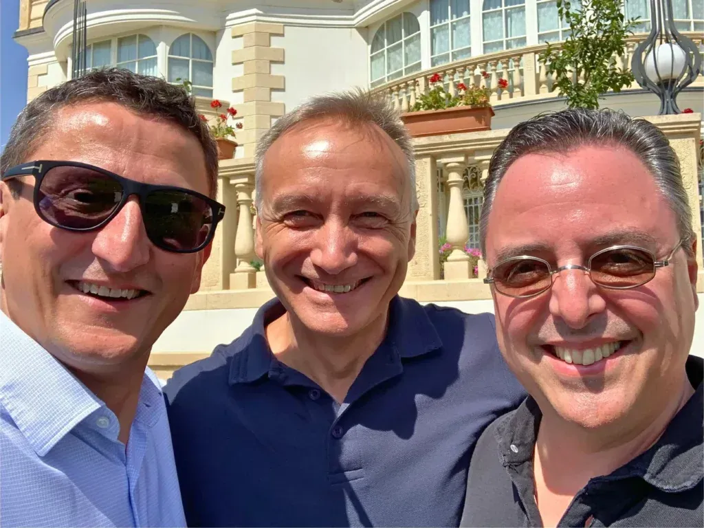 From the left: Fabrice Mopin - Vinesia's Chief Wine Officer, Luigi Zanini Senior and Luigi Zanini Junior - owners of the Castello Luigi vineyard